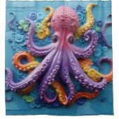 Tropische OCTOPUS zee oceaan strand Douchegordijn (Voorkant)