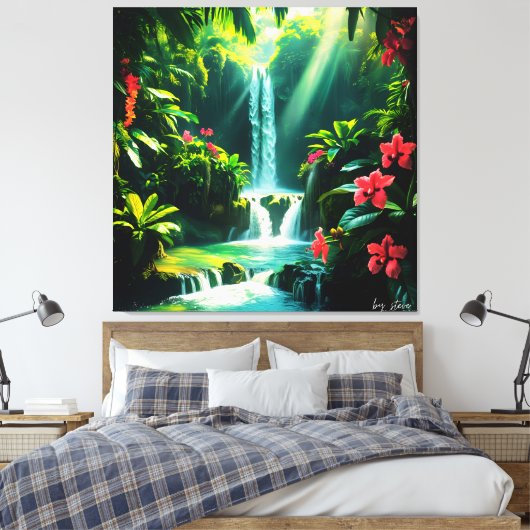 Tropische Oerwoud Bliss Canvas Afdruk (Insitu (Slaapkamer))