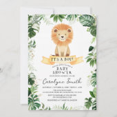 Tropische Oerwoud Leeuw Baby shower Invitation Kaart (Voorkant)