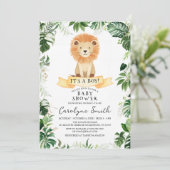 Tropische Oerwoud Leeuw Baby shower Invitation Kaart (Staand voorkant)