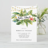 Tropische oerwoud lichten baby shower uitnodiging (Staand voorkant)