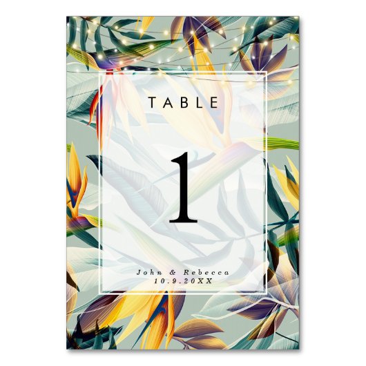 Tropische oerwoud Lights Trouwtafel Nummer Kaart (Achterkant)
