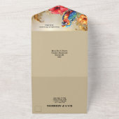 Tropische oerwoud papegaaien hibiscus eiland beige all in one uitnodiging (Buitenkant)