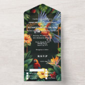 Tropische oerwoud papegaaien hibiscus eiland bruil all in one uitnodiging (Binnen)