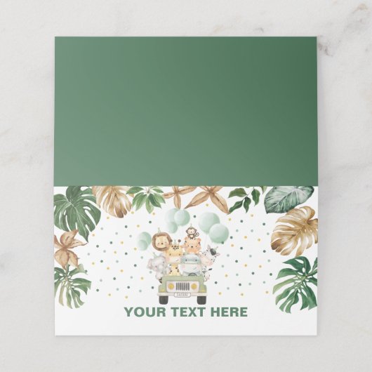 Tropische Oerwoud Safari Dieren Etiket Plaats Plaatskaartje (Buitenkant ongevouwen)