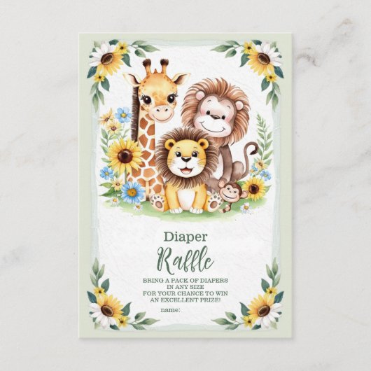 Tropische Oerwoud Safari Dieren Raffle Diapper Informatiekaartje (Voorkant)