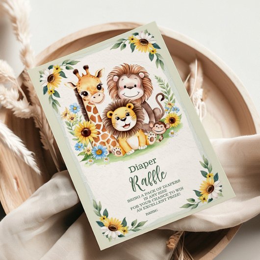 Tropische Oerwoud Safari Dieren Raffle Diapper Informatiekaartje