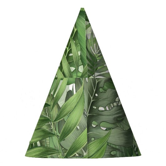 Tropische oerwouden bladeren: naadloze bloemenacht feesthoedjes (Achterkant)