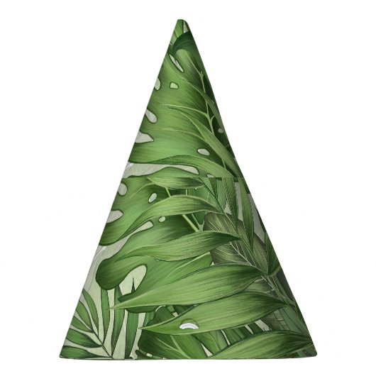 Tropische oerwouden bladeren: naadloze bloemenacht feesthoedjes (Rechts)