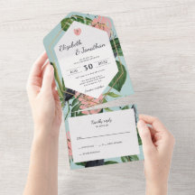 Tropische oerwouden bladeren & roze bloem modern