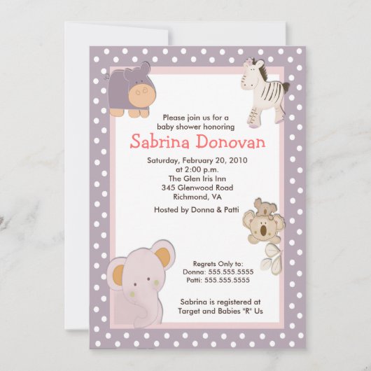 Tropische Oerwouden Dieren 5x7 Baby shower Kaart (Voorkant)