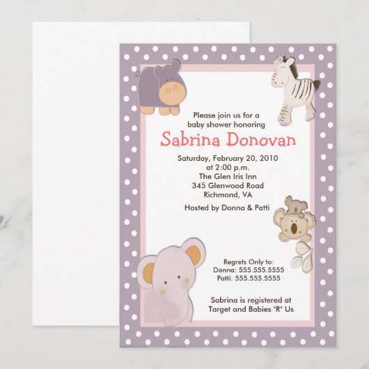 Tropische Oerwouden Dieren 5x7 Baby shower Kaart (Voorkant / Achterkant)