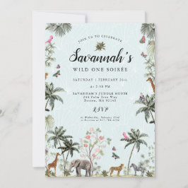 Tropische Oerwouden | Girl Wild One Birthday Kaart