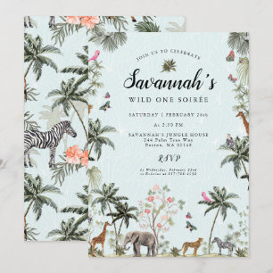 Tropische Oerwouden   Girl Wild One Birthday Kaart