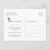 Tropische oliage Gold Wedding Foto Save the Date Aankondigingskaart (Achterkant)