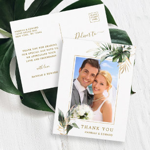 Tropische oliage Weduwfoto Gold Hartelijk dank Briefkaart