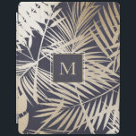 Tropische olie van Navy Gold Leaf iPad Cover<br><div class="desc">Bescherm uw kostbare technologie in stijl. Goudbladeren op een blauwe achtergrond. Zo lush. Pas uw hoesje aan met uw initiaal.</div>