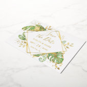 Tropische oliefolie met goudolie Bewaar datum Folie Uitnodiging (Gedraaid)