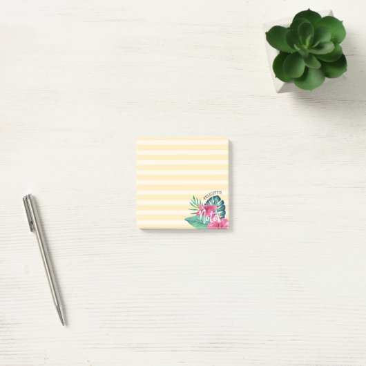 Tropische oliefroze Florals & Stripe Post-it® Notes (Kantoor)