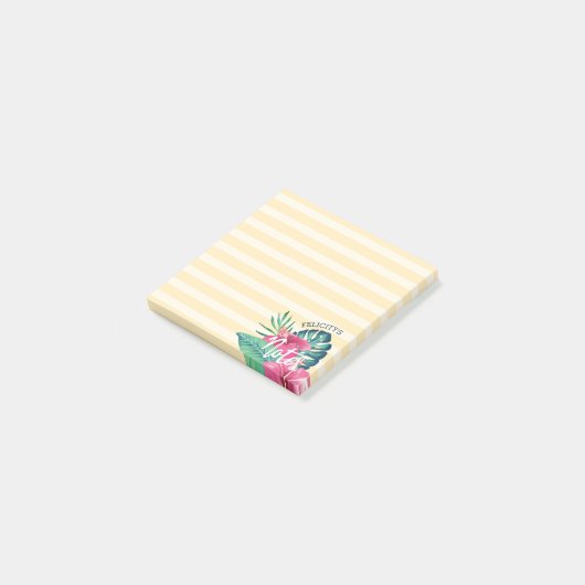 Tropische oliefroze Florals & Stripe Post-it® Notes (Schuin)