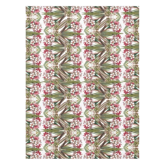 Tropische olieluchtbloemen bladeren in tablecloth tafelkleed (Voorkant)