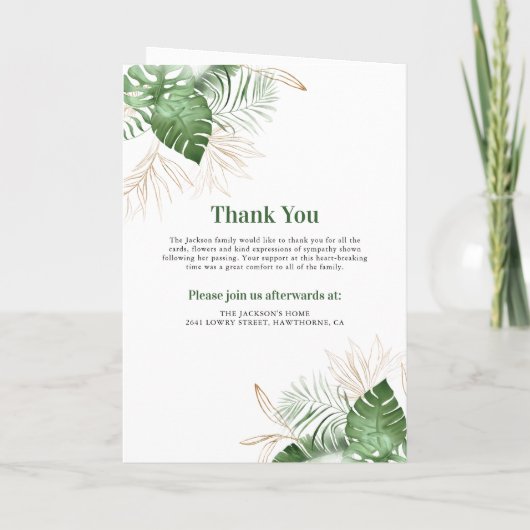 Tropische olieramp Funeral Program Order of Servic Programma (Achterkant)