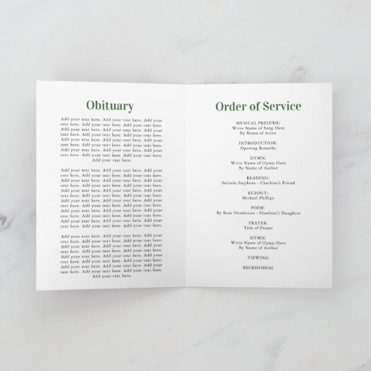 Tropische olieramp Funeral Program Order of Servic Programma (Binnen)