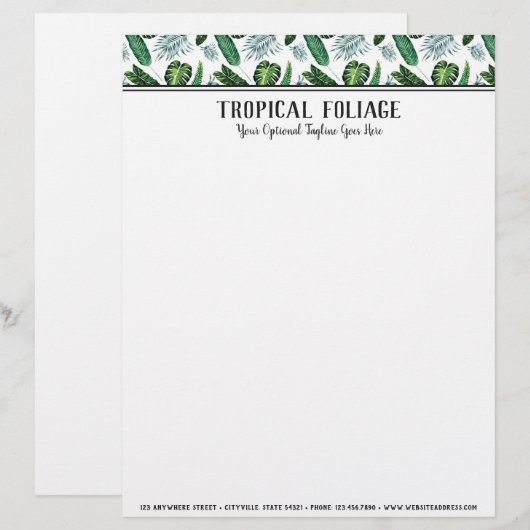 Tropische olievalkleppen en Waterverf van Greenery Briefhoofd (Voorkant / Achterkant)