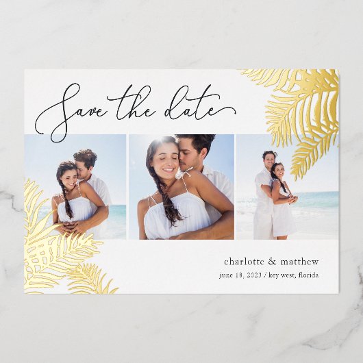 Tropische olievelden Foto Collage sparen Datum Folie Uitnodiging (Voorkant)