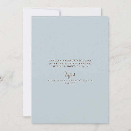 Tropische olievlek Blauw Oerwoud Baby shower Kaart (Achterkant)