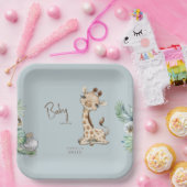 Tropische olievlek Blauw Oerwoud Baby shower Papieren Bordje (Feest)