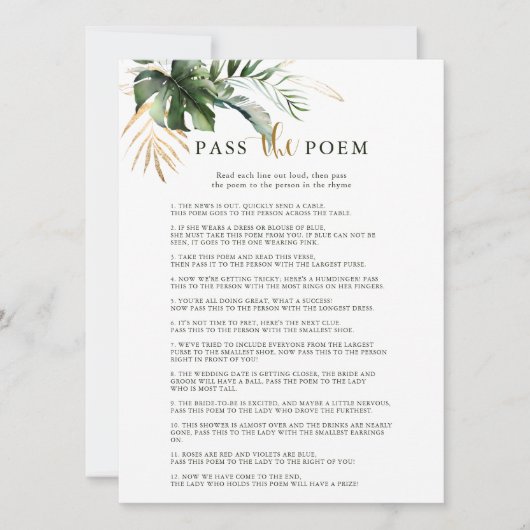 Tropische olievlek geeft het gedicht Vrijgezellenf Kaart (Voorkant)