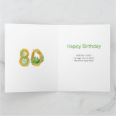 Tropische olievlek Groen en Gold Big 80th Birthday Kaart (Binnen)