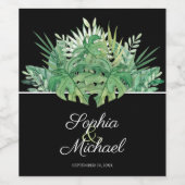 Tropische olievlek op het zwarte huwelijk wijn etiket (Enkel label)