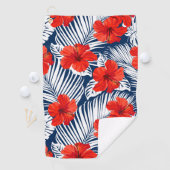Tropische olievlek Red Floral Hibiscus Golfhanddoek (Insitu)