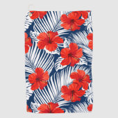 Tropische olievlek Red Floral Hibiscus Golfhanddoek (Voorkant)