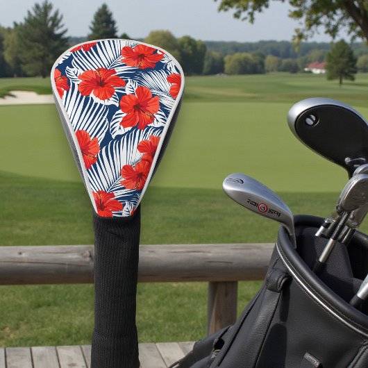 Tropische olievlek Red Floral Hibiscus Golfheadcover