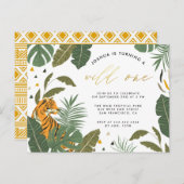 Tropische olievlek Tiger Gold Wilde op een dag Uitnodiging Briefkaart (Voorkant / Achterkant)