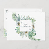 Tropische olievlek Witte bruiloft Bridesmaid Voors Uitnodiging Briefkaart (Voorkant / Achterkant)