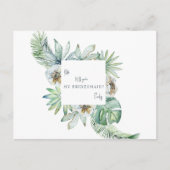 Tropische olievlek Witte bruiloft Bridesmaid Voors Uitnodiging Briefkaart (Voorkant)