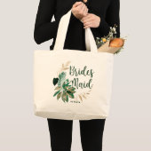 Tropische olievlek Wreath Greenery & Gold Bridesma Grote Tote Bag (Voorkant (product))