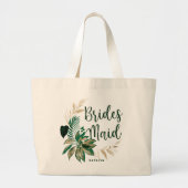 Tropische olievlek Wreath Greenery & Gold Bridesma Grote Tote Bag (Voorkant)