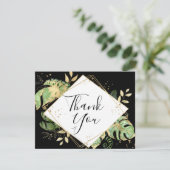Tropische olievlek zwart & goudgeometrisch bedankkaart (Staand voorkant)
