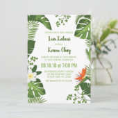 Tropische olievlekken Botanische bruiloft Kaart (Staand voorkant)