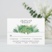 Tropische olievlekken botanische bruiloft RSVP kaartje (Staand voorkant)