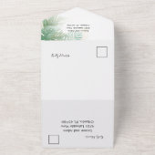 Tropische olievlekken groene Waterverf bruiloft All In One Uitnodiging (Buitenkant)