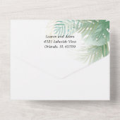 Tropische olievlekken groene Waterverf bruiloft All In One Uitnodiging (Achterkant)