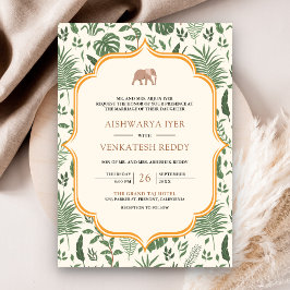 Tropische Olifant All-in-One Indiase Bruiloft Kaart