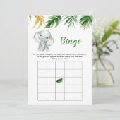 Tropische Olifant Boy Baby shower Bingogame Kaart (Staand voorkant)