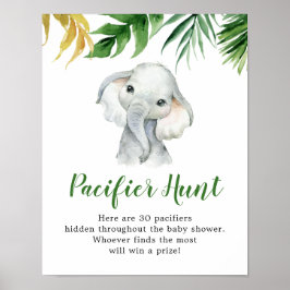 Tropische Olifant Boy Baby shower Fopspeen Hunt Poster